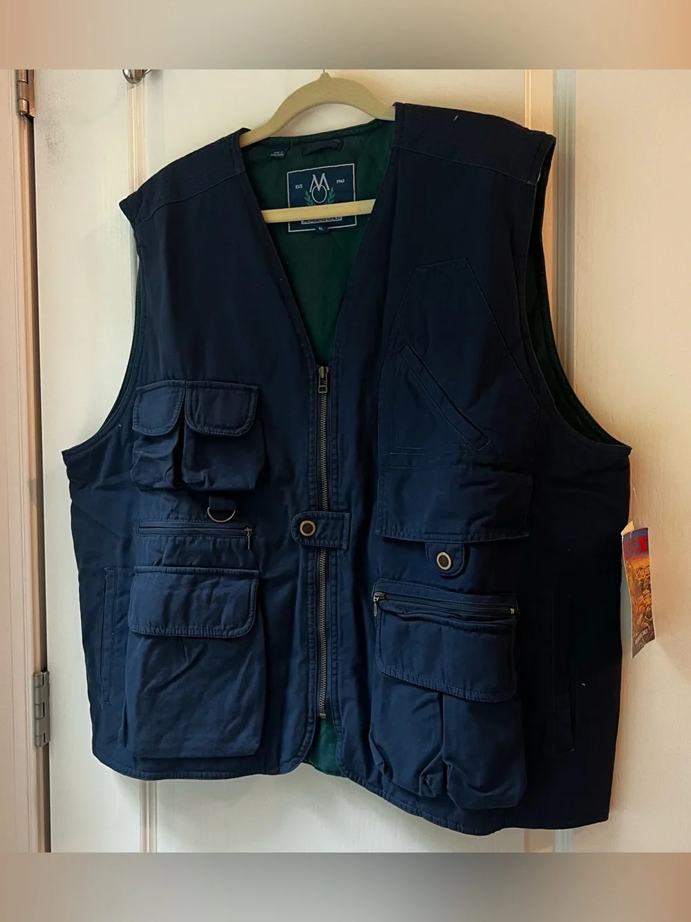 NWT Members only Stone Canyon Navy blue vest utility field vest   size XL